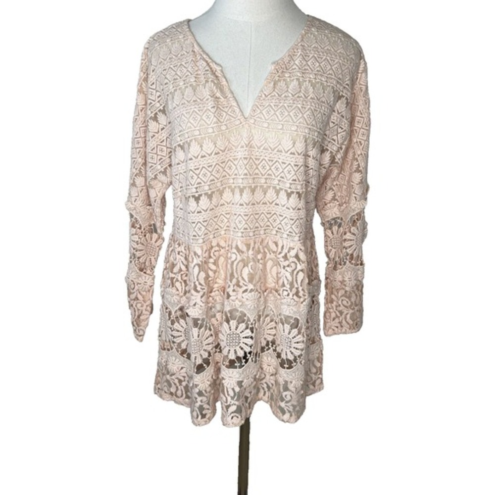 Sundance Victorian Essence Crochet Lace Tunic Dress Blouse Orange S Cottagecore
